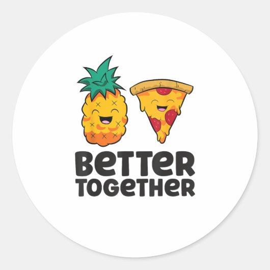 Pineapple Pizza Better Together Modern Graphic Des ラウンドシール (正面)