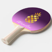 Pineapple purple金ゴールド名スクリプト 卓球ラケット (正面アングル)