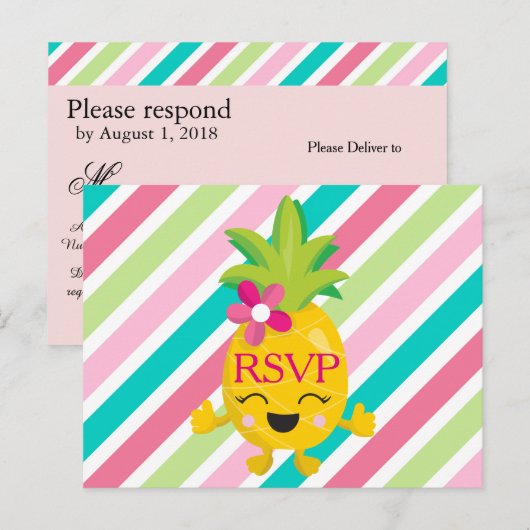 Pineapple RSVP笑顔 インビテーションポストカード (正面/裏面)