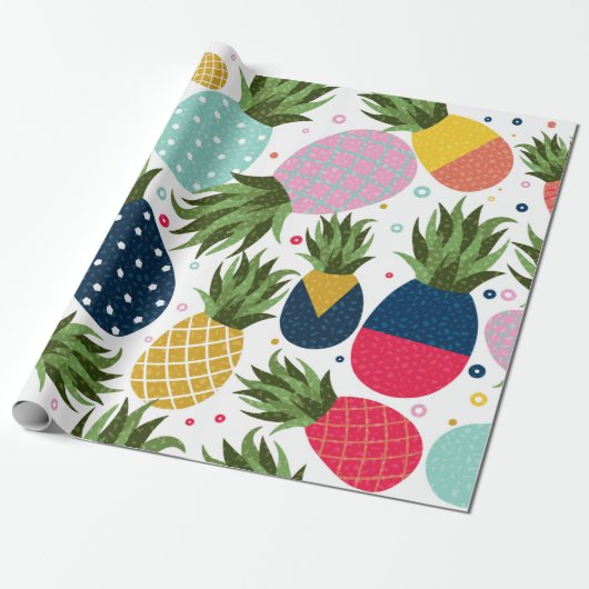 Pineapple seamless pattern illustration, colorful ラッピングペーパー (アンロールド)