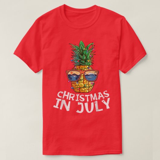 Pineapple Sunglasses Christmas In July Summer Xmas Tシャツ (デザイン正面)
