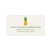 Pineapple Tropical Coastal Beach Retro Wedding  ラベル (正面)