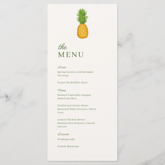 Pineapple Tropical Coastal Wedding Dinner メニュー (正面)