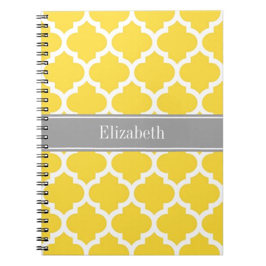 Pineapple Wht Morocco #5 Dkグレー名モノグラム ノートブック (正面)