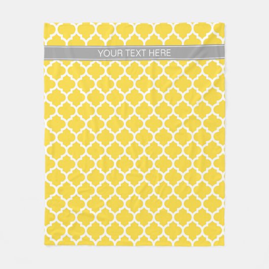 Pineapple Wht Morocco #5 Dkグレー名モノグラム フリースブランケット (正面)