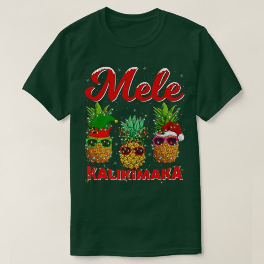 Pineapple Xmas Lights Mele Kalikimaka Pineapple Ch Tシャツ (デザイン正面)