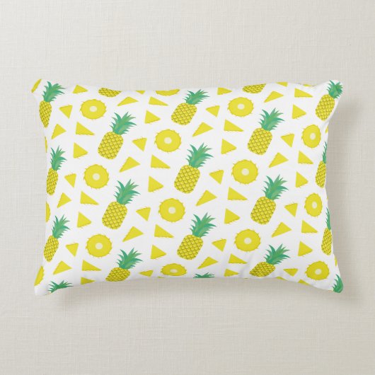 Pineapple Yellow Green Fruit Pattern Modern アクセントクッション (正面)