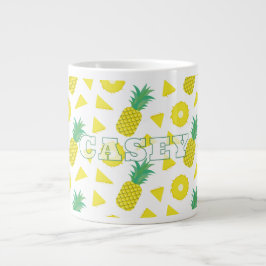 Pineapple Yellow Green Fruit Pattern Modern ジャンボコーヒーマグカップ