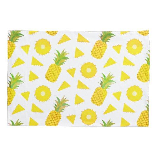 Pineapple Yellow Green Fruit Pattern Modern 枕カバー (裏面)