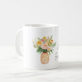 Pineapple Yellow Pink Flowers Hello Beautiful コーヒーマグカップ (正面左)