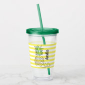 Pineapple Yellow Stripes Summer Personalised アクリルタンブラー (左)