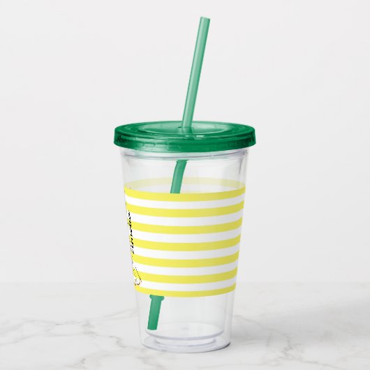 Pineapple Yellow Stripes Summer Personalised アクリルタンブラー (裏面)