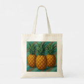 Pineapples with Turquoise and Warm Gray Stripes トートバッグ (裏面)