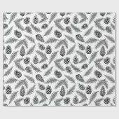 Pineconeおよびモミの木のクリスマスパターン。 冬 ラッピングペーパー (フラット)