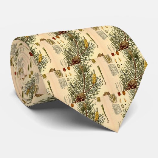 Pineconeの松の木のヴィンテージの植物のプリント ネクタイ (ロール)