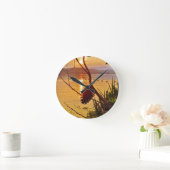 Pinecone湖の日没 ラウンド壁時計 (ホーム)