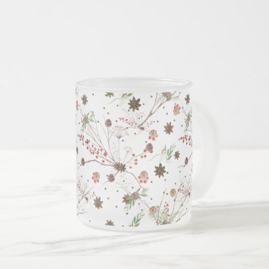 PINECONE AND BERRIES  フロストグラスマグカップ (正面右)