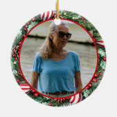 Pinecone and Peppermint Wreath ANY Photo セラミックオーナメント (裏面)