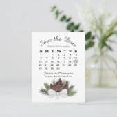 Pinecone Bouquetの結婚カレンダー日付を保存 案内ポストカード (スタンド正面)