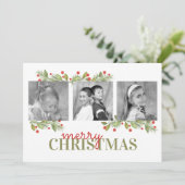 Pinecone Hollyクリスマスフォトカードフォ数々のト シーズンカード (スタンド正面)