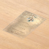 Pinecone String Lights Winter Rehearsal Dinner アクリル招待状 (レイダウン)