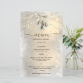 Pinecone String Lights Winter  Wedding Menu Card (スタンド正面)