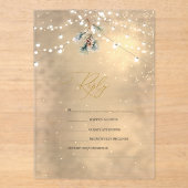 Pinecone String Lights Winter Wedding RSVP   アクリル招待状 (正面)