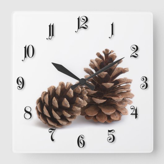 Pinecones スクエア壁時計 (正面)