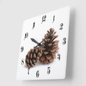 Pinecones スクエア壁時計 (傾斜)