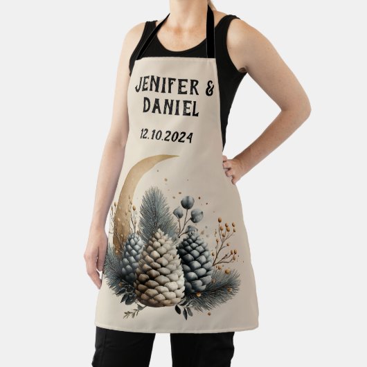 Pinecones and Crescent Moon Winter Love エプロン (インサイチュ)