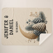 Pinecones and Crescent Moon Winter Love シェルパブランケット (正面(横))