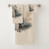 Pinecones and Crescent Moon Winter Love バスタオルセット (インサイチュ)