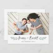 Pineneedleとメリー明るい写モダン真 シーズンポストカード (正面/裏面)