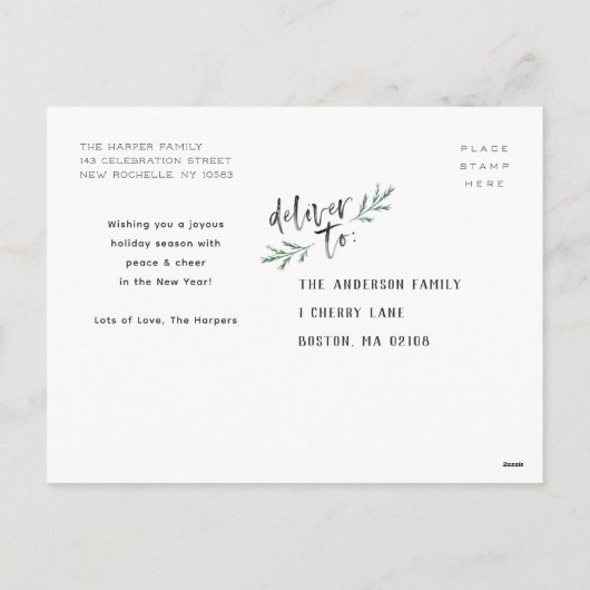 Pineneedleとメリー明るい写モダン真 シーズンポストカード (裏面)