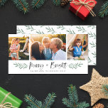 PineneedleとメリーBright 3モダン Photo Collage シーズンカード<br><div class="desc">松絵を描の針葉の、ブラシの台本、写真のコラージュを搭載。</div>