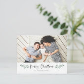 Pineneedleメリークリスマスフォトモダンー シーズンポストカード (スタンド正面)