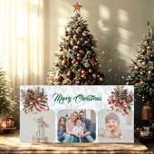 Pineneedle Merry Christmas Modern 3 Photo Collage シーズンカード
