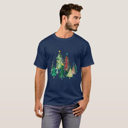 Pines and spruces forest Christmas trees decoratio Tシャツ (正面フル)