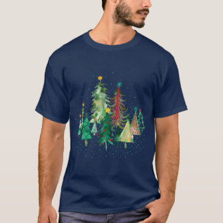 Pines and spruces forest Christmas trees decoratio Tシャツ
