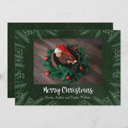 Pines Christmas Holiday写真誕生のお知らせ シーズンカード (正面/裏面)