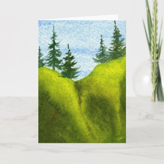 "Pines on a Hill #2" Country Road Greeting Card カード (正面)