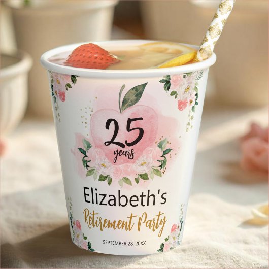 Ping金ゴールドアップル先生退職パーティー紙カップ 紙コップ