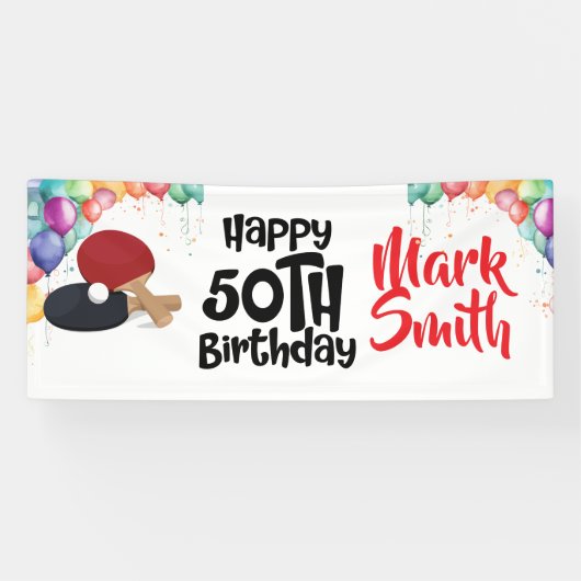 Ping Pong 50番目の誕生日（名前） 横断幕 (横)