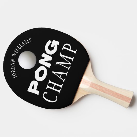 PING PONG CHAMP編集可能パーソナライズされたブラック 卓球ラケット (横)