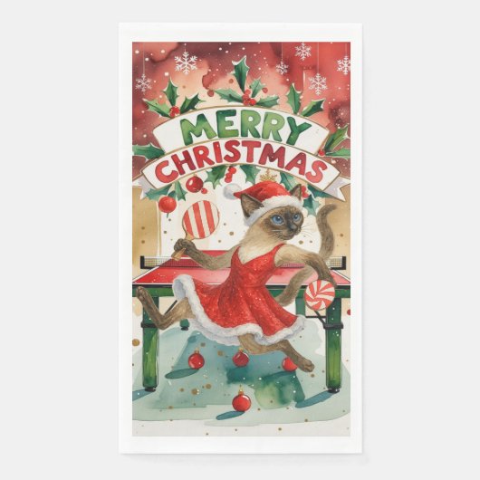Ping Pong Christmas Themed for Siamese Cat Lovers (正面)