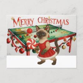 Ping Pong Christmas Themed for Siamese Cat lovers シーズンポストカード