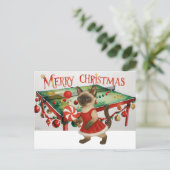 Ping Pong Christmas Themed for Siamese Cat lovers シーズンポストカード (スタンド正面)