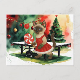 Ping Pong Christmas Themed for Siamese Cat lovers シーズンポストカード