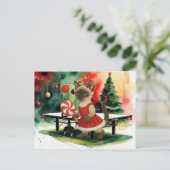Ping Pong Christmas Themed for Siamese Cat lovers シーズンポストカード (スタンド正面)
