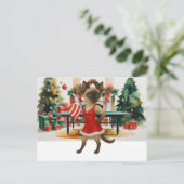 Ping Pong Christmas Themed for Siamese Cat lovers シーズンポストカード (スタンド正面)